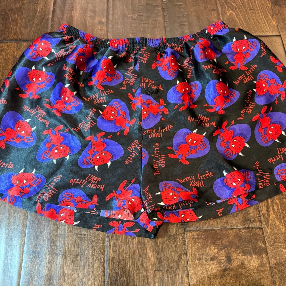 Vintage Target Little Devil Silk Like Boxers Shorts size Large Valentine’s Day